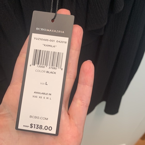 NWT bcbg black one shoulder kamila top L - Picture 3 of 7